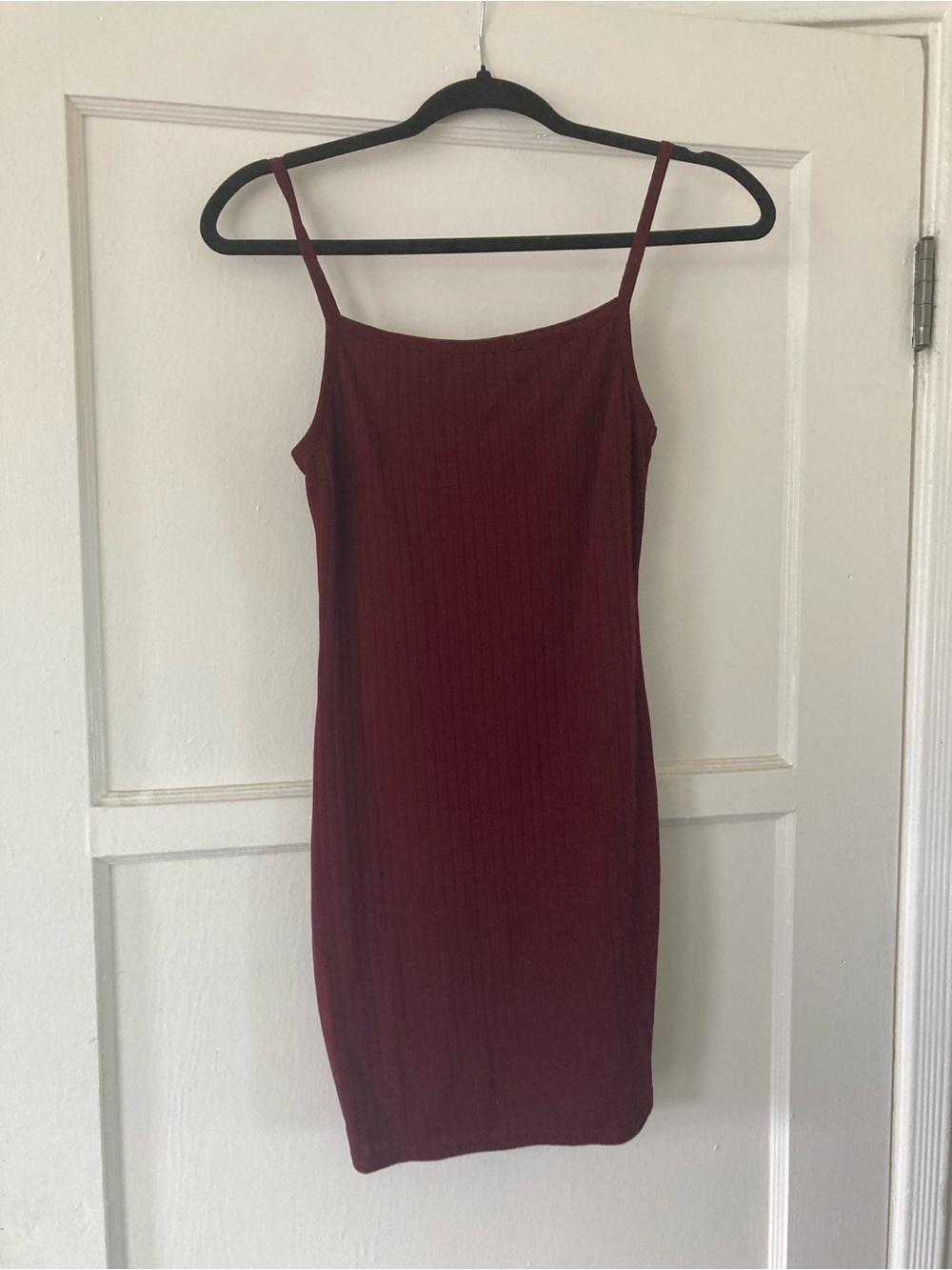 Nasty Gal Burgundy Ribbed Spaghetti Strap Mini Dress